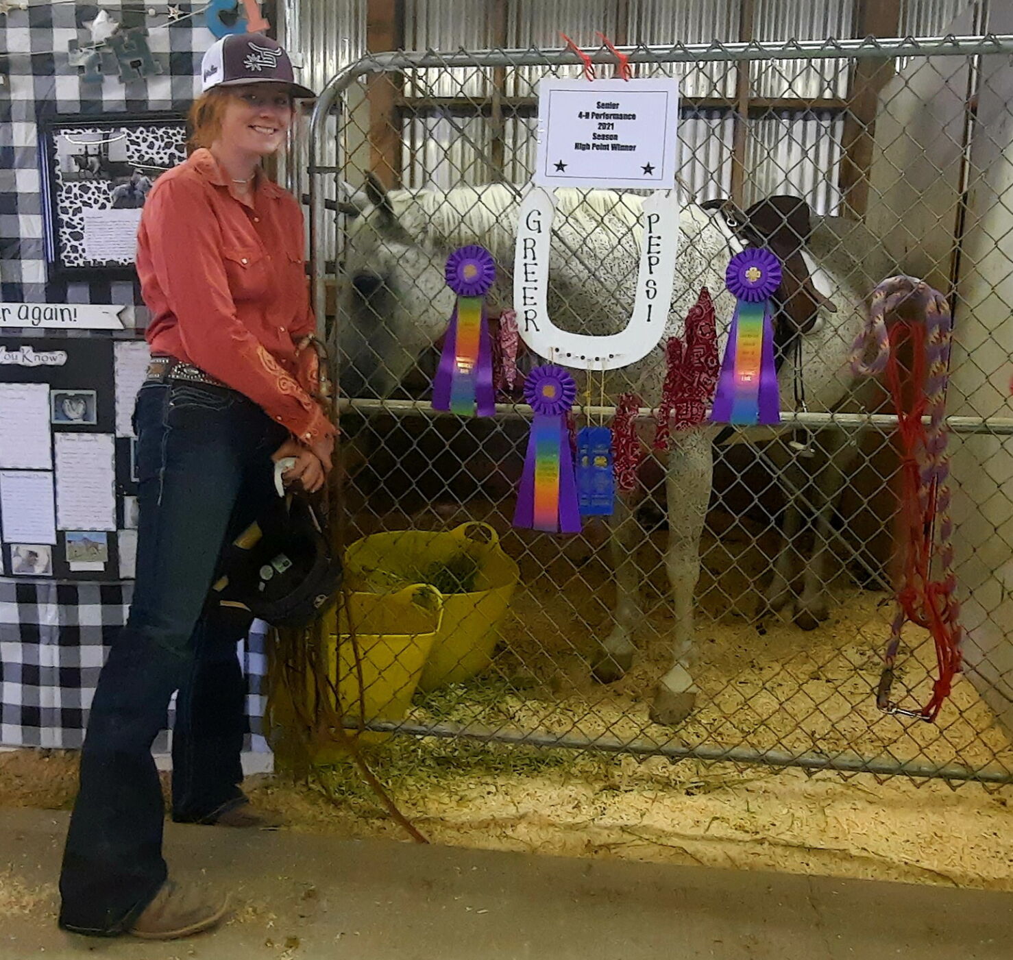 Greer Swoboda shows her horse, Pepsi